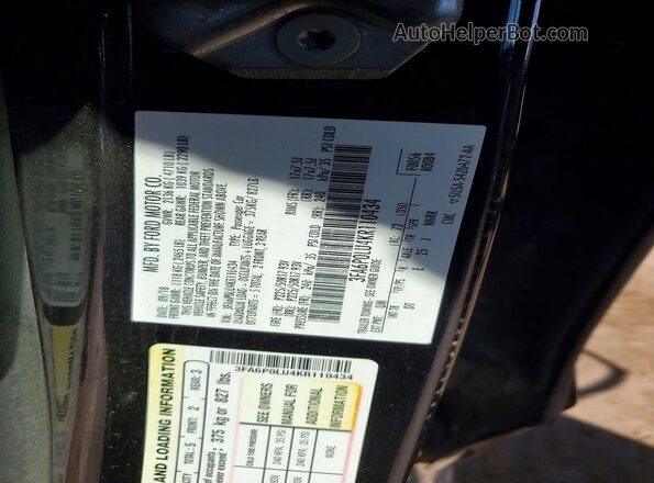 3FA6P0LU4KR110434 2019 FORD FUSION Black Вид підкапотного простору