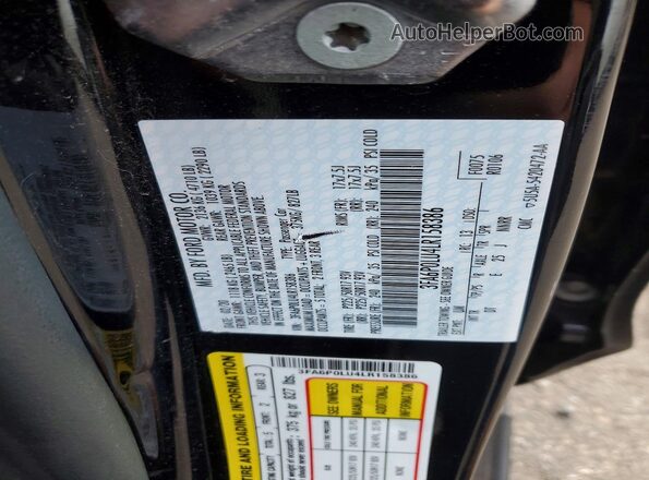 3FA6P0LU4LR158386 2020 FORD FUSION Black ძრავის განყოფილების ხედი