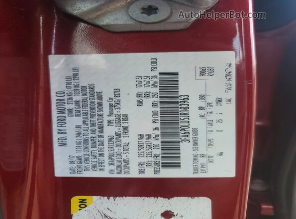 3FA6P0LU5JR133963 2018 FORD FUSION Maroon Widok komory silnika
