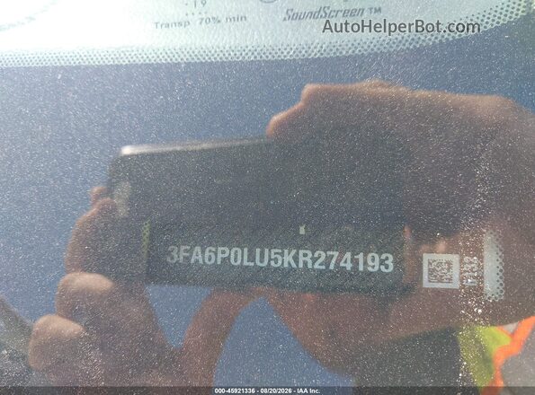 3FA6P0LU5KR274193 2019 FORD FUSION HYBRID White Widok komory silnika