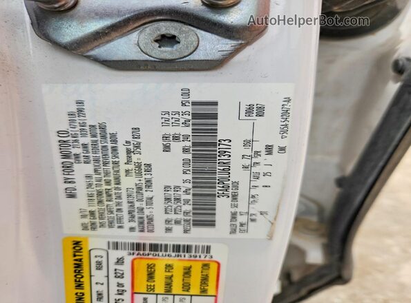 3FA6P0LU6JR139173 2018 FORD FUSION Белый Вид подкапотного пространства