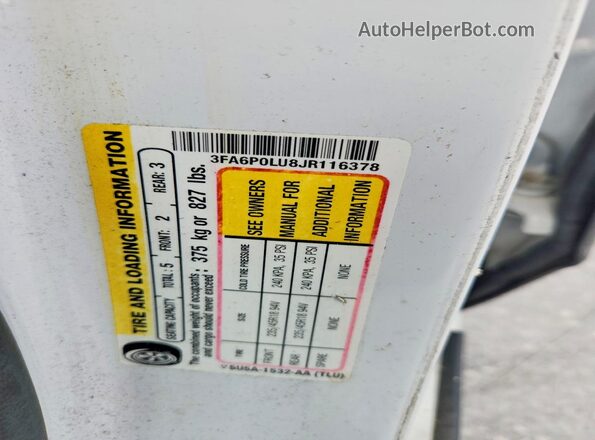 3FA6P0LU8JR116378 2018 FORD FUSION White Շարժիչի բաժամունքի տեսք