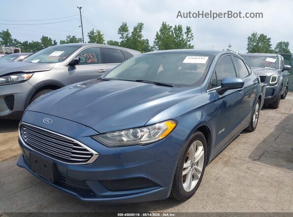 3FA6P0LU8JR147582 2018 FORD FUSION HYBRID Синий Передняя левая четверть