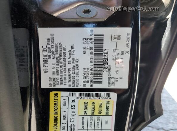 3FA6P0LU8JR153978 2018 FORD FUSION Black Vista del compartimento del motor