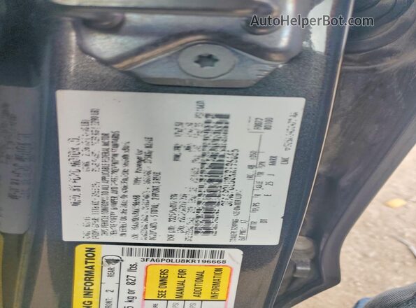 3FA6P0LU8KR196668 2019 FORD FUSION Gray Widok komory silnika