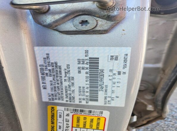 3FA6P0LU9HR387041 2017 FORD FUSION Серебряный Вид наклейки с VIN-кодом