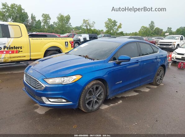 3FA6P0LU9JR234133 2018 FORD FUSION HYBRID Blue Vista tres cuartos delantera izquierda