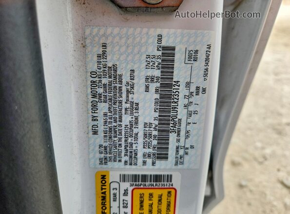 3FA6P0LU9LR235124 2020 FORD FUSION White Widok komory silnika