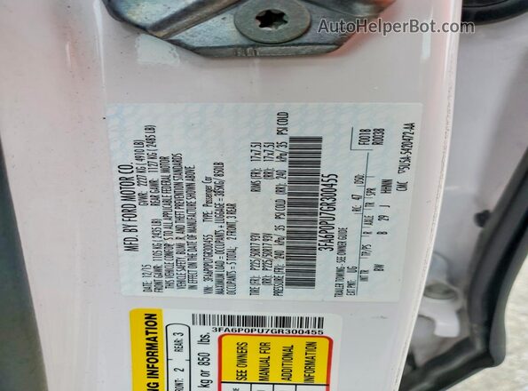 3FA6P0PU7GR300455 2016 FORD FUSION Белый Вид наклейки с VIN-кодом