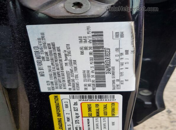 3FA6P0RU3LR183237 2020 FORD FUSION Black Widok komory silnika