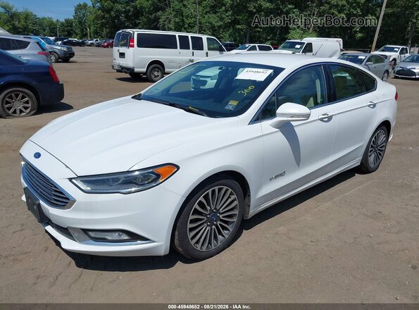 3FA6P0RU6JR133784 2018 FORD FUSION HYBRID White Առջևի ձախ երեք քառորդ տեսարան