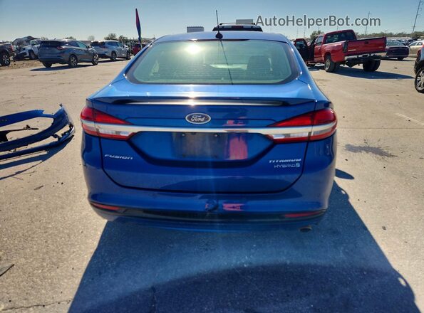 3FA6P0RU6JR219113 2018 FORD FUSION Blue Вид ззаду