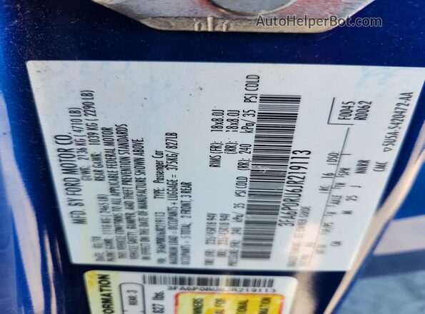 3FA6P0RU6JR219113 2018 FORD FUSION Blue Вид підкапотного простору
