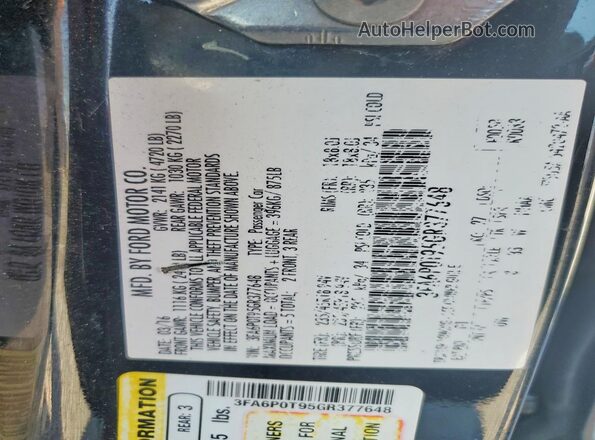 3FA6P0T95GR377648 2016 FORD FUSION Black Вид підкапотного простору