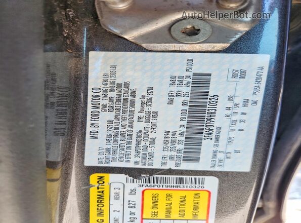 3FA6P0T99HR310326 2017 FORD FUSION Gray Engine compartment view