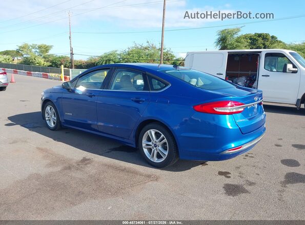 3FA6P0UU1JR101266 2018 FORD FUSION HYBRID Blue Trasero izquierdo