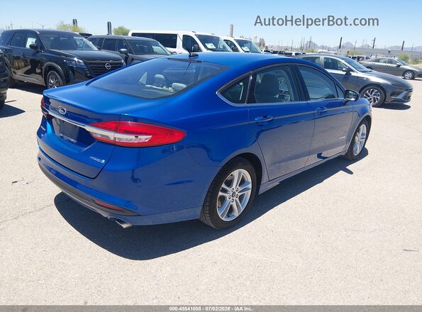 3FA6P0UU1JR122070 2018 FORD FUSION HYBRID Синий Задняя правая четверть