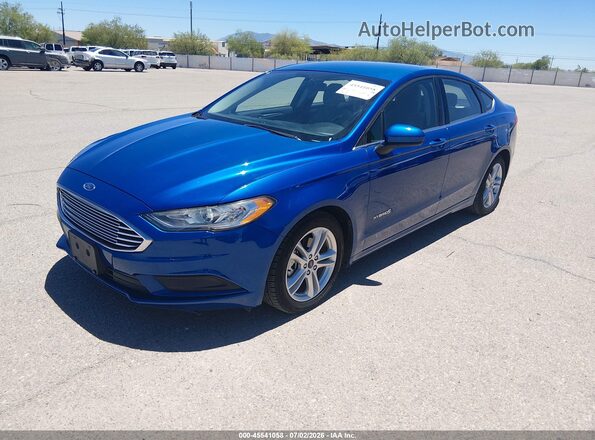 3FA6P0UU1JR122070 2018 FORD FUSION HYBRID Синий Передняя левая четверть