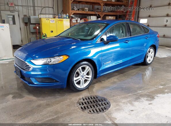 3FA6P0UU1JR235839 2018 FORD FUSION HYBRID Blue Առջևի ձախ երեք քառորդ տեսարան