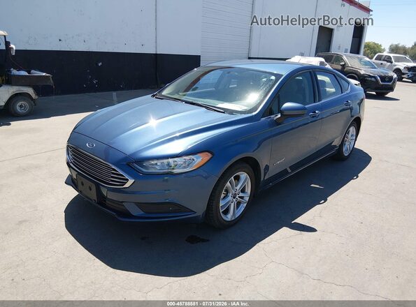 3FA6P0UU1JR278934 2018 FORD FUSION HYBRID Blue Передня ліва чверть
