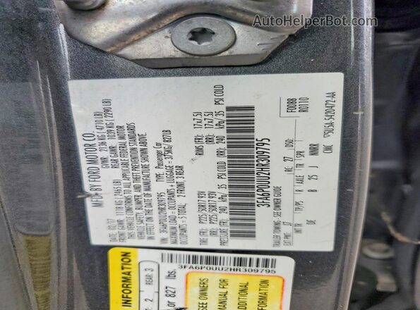 3FA6P0UU2HR309795 2017 FORD FUSION Gray Widok komory silnika
