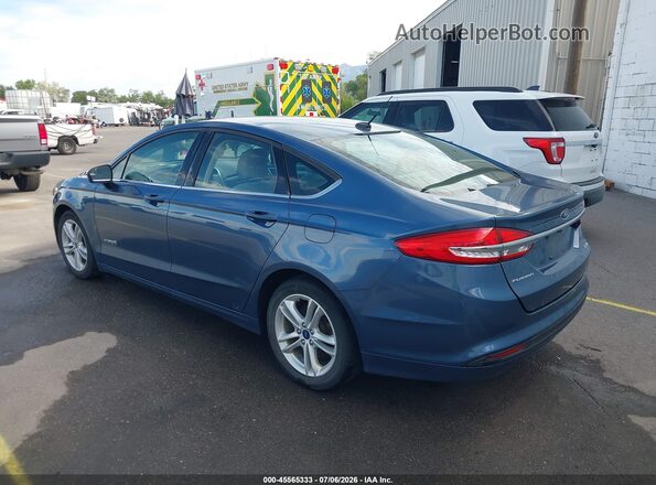 3FA6P0UU3JR254635 2018 FORD FUSION HYBRID Blue Trasero izquierdo