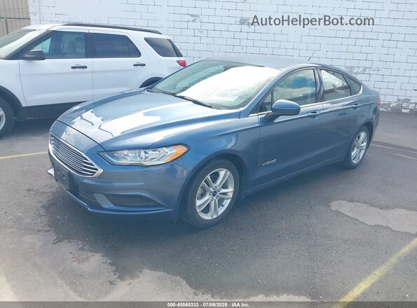 3FA6P0UU3JR254635 2018 FORD FUSION HYBRID Blue Vista tres cuartos delantera izquierda