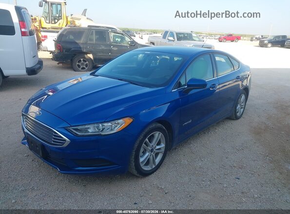 3FA6P0UU5JR209471 2018 FORD FUSION HYBRID Blue Передня ліва чверть