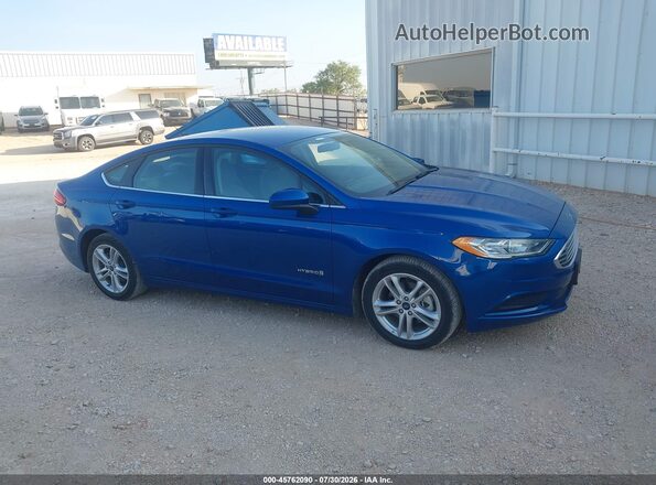 3FA6P0UU5JR209471 2018 FORD FUSION HYBRID Blue Вид задньої частини салону