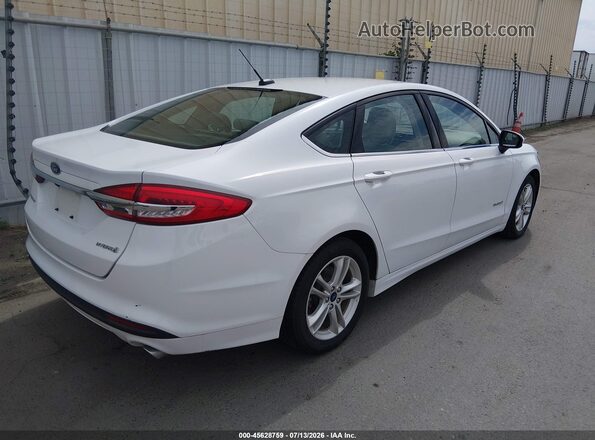 3FA6P0UU6JR100792 2018 FORD FUSION HYBRID White Trasero derecho