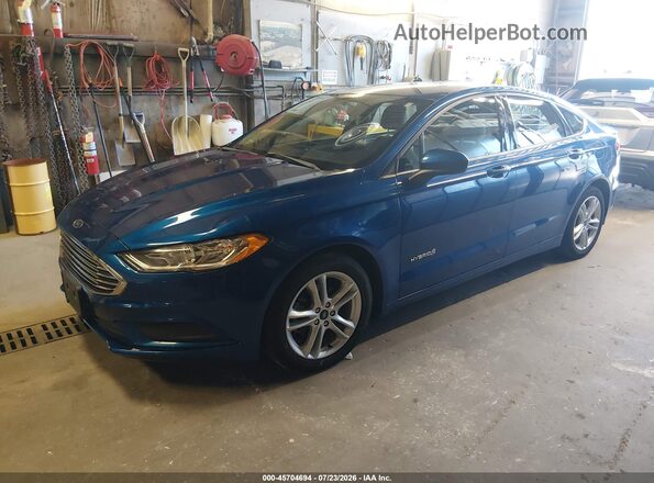 3FA6P0UU7JR235893 2018 FORD FUSION HYBRID Blue Передня ліва чверть