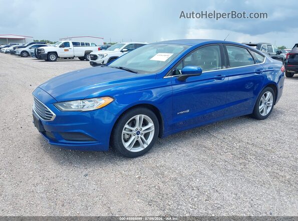 3FA6P0UU8JR100552 2018 FORD FUSION HYBRID Blue Передня ліва чверть