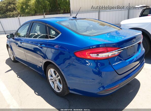 3FA6P0UU8JR209447 2018 FORD FUSION HYBRID Blue Rear left