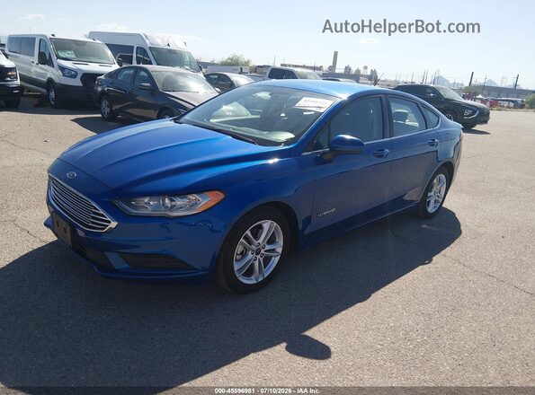 3FA6P0UUXJR100665 2018 FORD FUSION HYBRID Blue Առջևի ձախ երեք քառորդ տեսարան