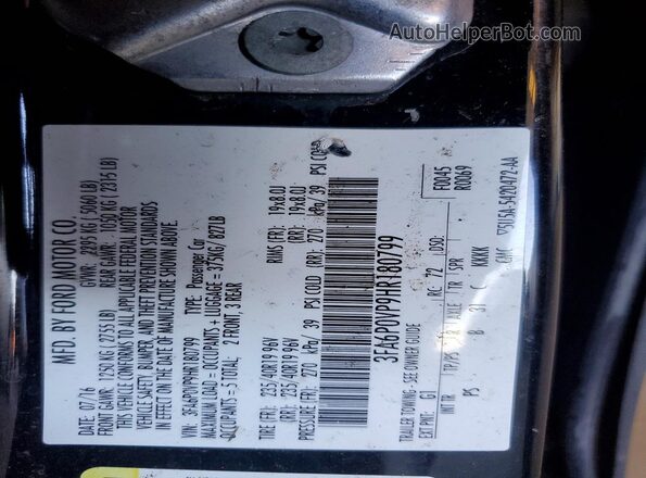 3FA6P0VP9HR180799 2017 FORD FUSION Black VIN կոդի պիտակի տեսք