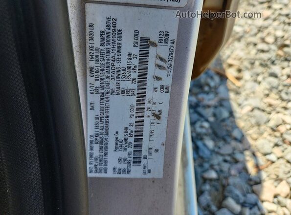 3FADP4AJ1HM109402 2017 FORD FIESTA Silver ძრავის განყოფილების ხედი