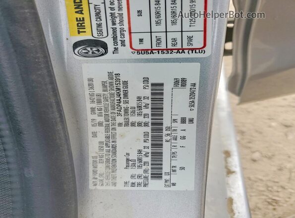 3FADP4AJ4KM153918 2019 FORD FIESTA Silver Вид підкапотного простору