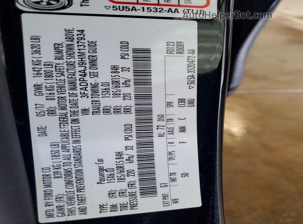 3FADP4AJ9HM137934 2017 FORD FIESTA Black Vista del compartimento del motor