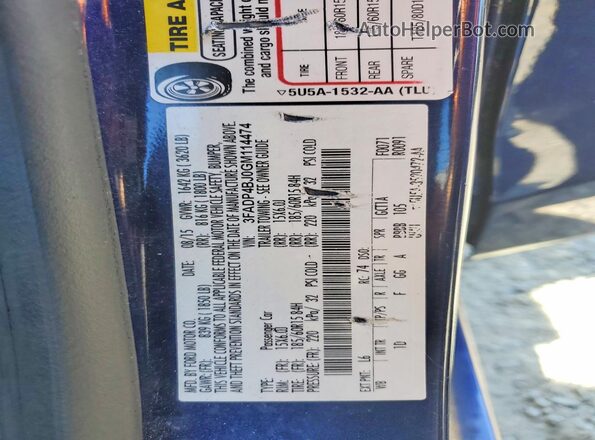 3FADP4BJ0GM114474 2016 FORD FIESTA Blue Vista del compartimento del motor