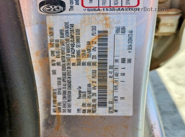3FADP4BJ0JM138748 2018 FORD FIESTA Silver Շարժիչի բաժամունքի տեսք