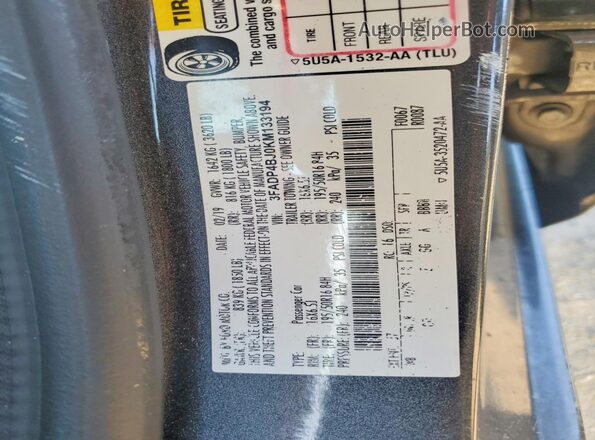 3FADP4BJ0KM133194 2019 FORD FIESTA Серый Вид подкапотного пространства