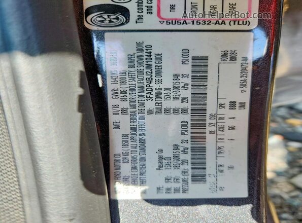 3FADP4BJ2JM104410 2018 FORD FIESTA Серый Вид подкапотного пространства