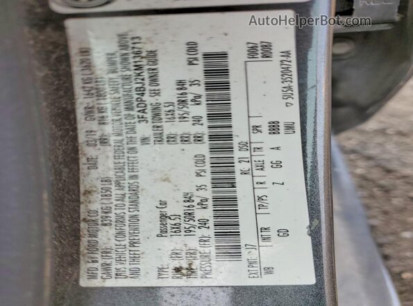 3FADP4BJ2KM136713 2019 FORD FIESTA Gray Widok komory silnika