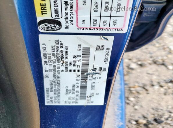 3FADP4BJ4KM146997 2019 FORD FIESTA Blue Widok naklejki z numerem VIN