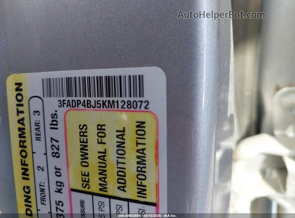 3FADP4BJ5KM128072 2019 FORD FIESTA Silver Vista del compartimento del motor