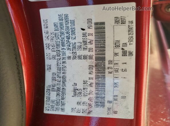 3FADP4BJ6GM106590 2016 FORD FIESTA Red Շարժիչի բաժամունքի տեսք