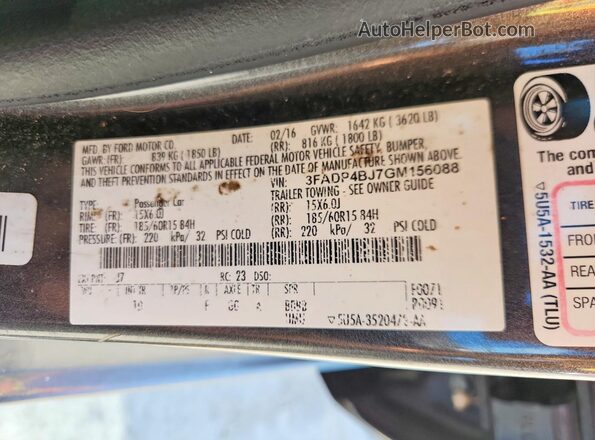 3FADP4BJ7GM156088 2016 FORD FIESTA Gray Շարժիչի բաժամունքի տեսք
