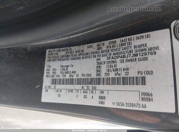 3FADP4BJ7JM129769 2018 FORD FIESTA Black Вид підкапотного простору