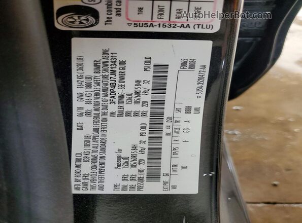 3FADP4BJ7JM134311 2018 FORD FIESTA Black VIN կոդի պիտակի տեսք