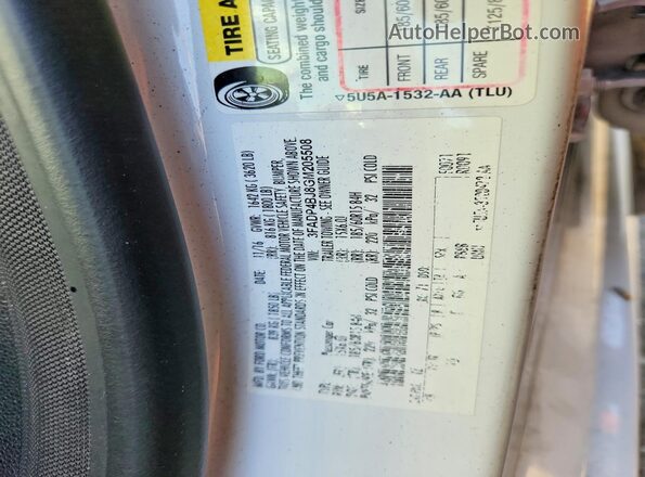 3FADP4BJ8GM205508 2016 FORD FIESTA White VIN კოდის სტიკერის ხედი